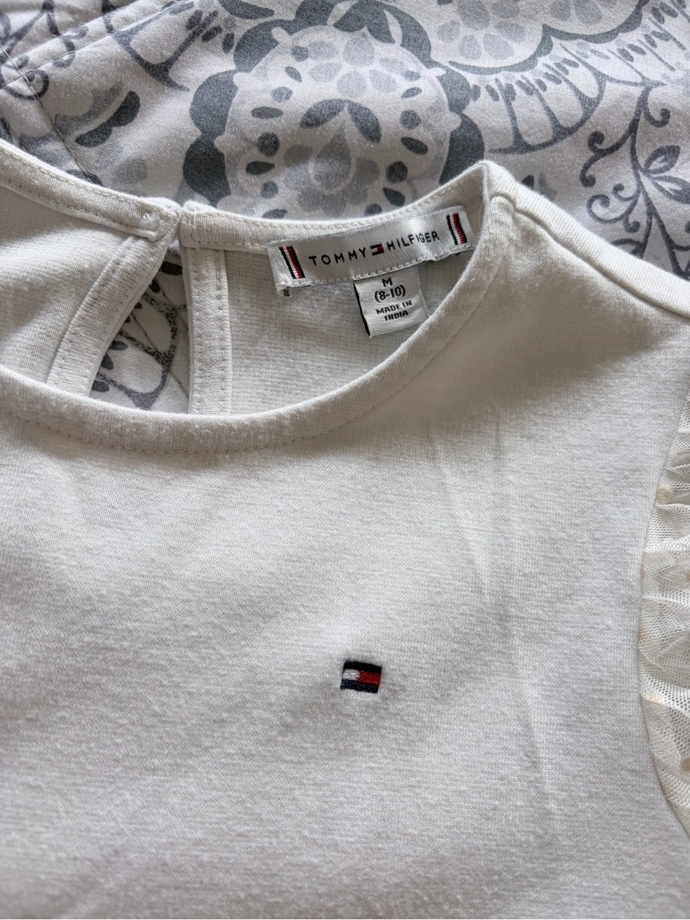Tommy Hilfiger White Girls' Dress with Flag Embroidery - Picture 3 of 4